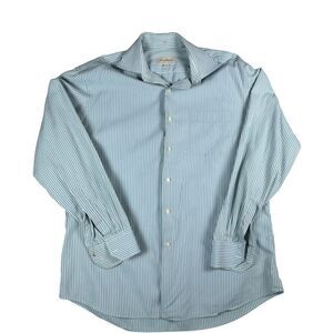 Tommy Bahama Dress Shirt Striped Cotton Long Sleeve Button Up Green Mens 16.5